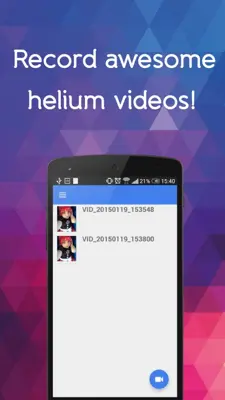 Helium Video Recorder android App screenshot 2